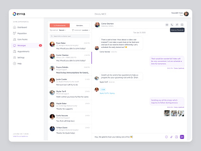 Patient Chat (Caregiver) health platform patient chat telemedicine ui ux visual design