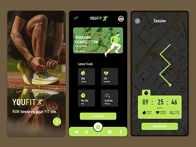 YOUFIT! Running App app branding design fitness fitness tracker hybrid app icon illustration logo running running app typography ui ux vector