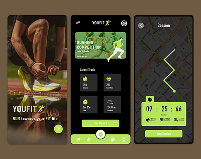 YOUFIT! Running App app branding design fitness fitness tracker hybrid app icon illustration logo running running app typography ui ux vector