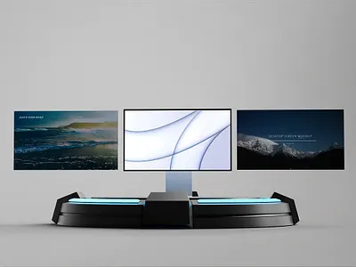 iMac Pro Screen Mockup on The Podium 3d apple design graphic design imac podium screen ui ux