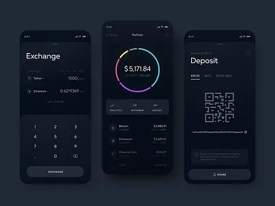 Crypto Trading App Concept analytics app app design app ui concept crypto crypto app crypto wallet cryptocurrency dark theme interface mobile mobile app mobile ui trading trading app ui ui visual design user interface ux