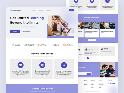 LuckyStudies - Elearning Landing Page course education education landingpage homepage landingpage learn learning online class online education scholarship school skill student study studying tutor ui design ux design web design website
