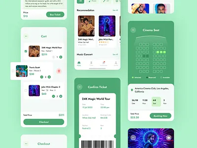 Booking Ticket App app design booking app concert ticket mobile app mobile app design mobile design mobile ui movie ticket ticket app ticket booking ui user experience ux