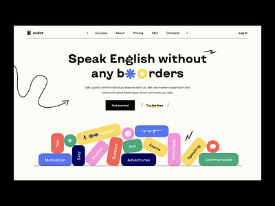 Language Learning Website chat communication e learning education english homepage individual lessons interface language exams language learning learning modern approach motivation online platform studies support ui video website