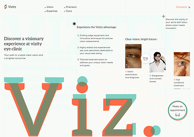 Vizity - Eye Clinic Website aye clinic care claity contact lenses creative doctor appoinment eyeglasses health healthcare homepage hospital innovative equipment landing page medical medicine ophtamology treatment ux vision examination website