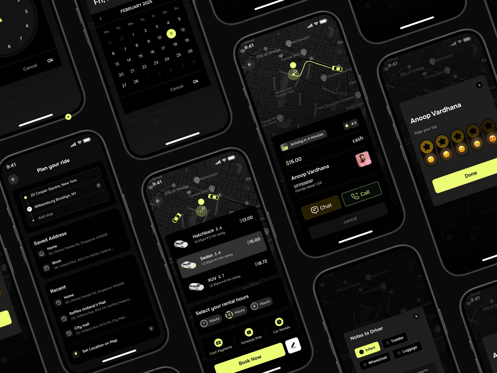 Taxi App app appdesign darkmodedesign design designinspiration minimalui mobileappdesign modernui ondemandtaxi taxiapp uidesign uiux userfriendlydesign uxdesign
