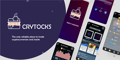 Crytocks app branding design illustration logo ui vector