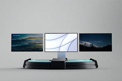 iMac Pro Screen Mockup on The Podium abstract apple clean device display imac imac pro laptop mac macbook mockup presentation pro realistic screen simple theme ui ux web