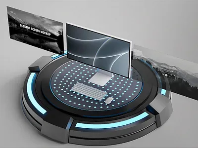 iMac Pro Screen Mockup on The Podium abstract apple clean device display imac imac pro laptop mac macbook mockup presentation pro realistic screen simple theme ui ux website