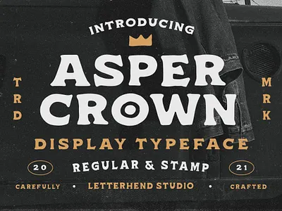 Asper Crown | Display Typeface bold design display drawn elegant emblem fonts hand illustration lettering logo premade retro sans serif serif signage template tshirt vector vintage