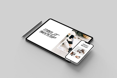 Tablet and Phone Mockup abstract app application clean device display isolated mobile mockup phone presentation realistic simple smartphone tablet ui ux web web design website