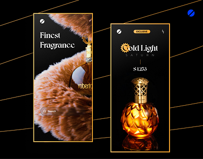 Perfume Showcase app app design app ui beautidul branding dark design gold illustration interaction design logo minimal mobile ui perfume rich saturn shop ui user interface ux