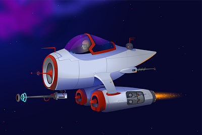 Spaceship illustration kids poster vector