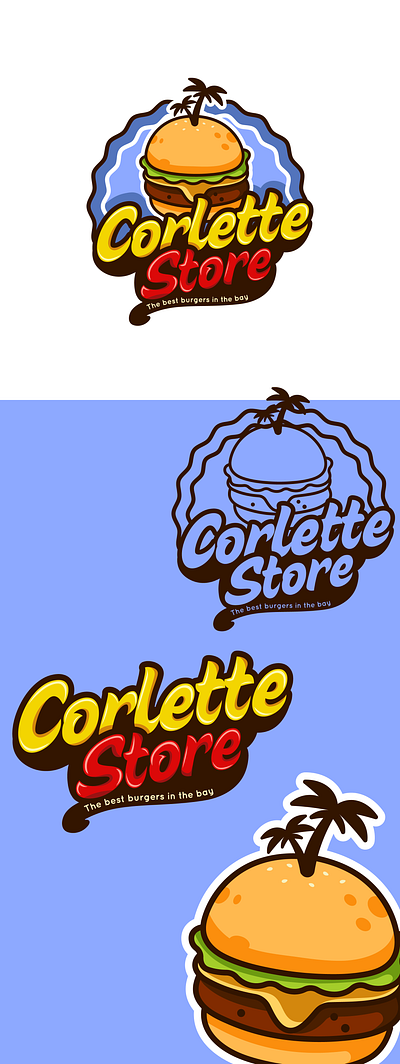 Burger Island burger burger design burger island burger logo character design design graphic design hamburger hamburger design hamburger island hamburger logo illustration island island logo logo logo design vector ısland ısland design ısland logo
