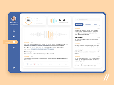 Sales Call Analyser analysis analyzer animation app call crm dashboard design mvp online platform purrweb sales speech to text startup text ui ux web website