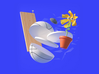 Through the window 3d 3d art 3d character 3d composition 3d design 3d flower andras csuka basketball cartoon cartoon flower character cinema4d design digital art floating illustration still life