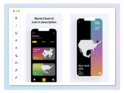 World Clock UI 3d animation app branding design diary flat graphic design illustration logo motion graphics ui