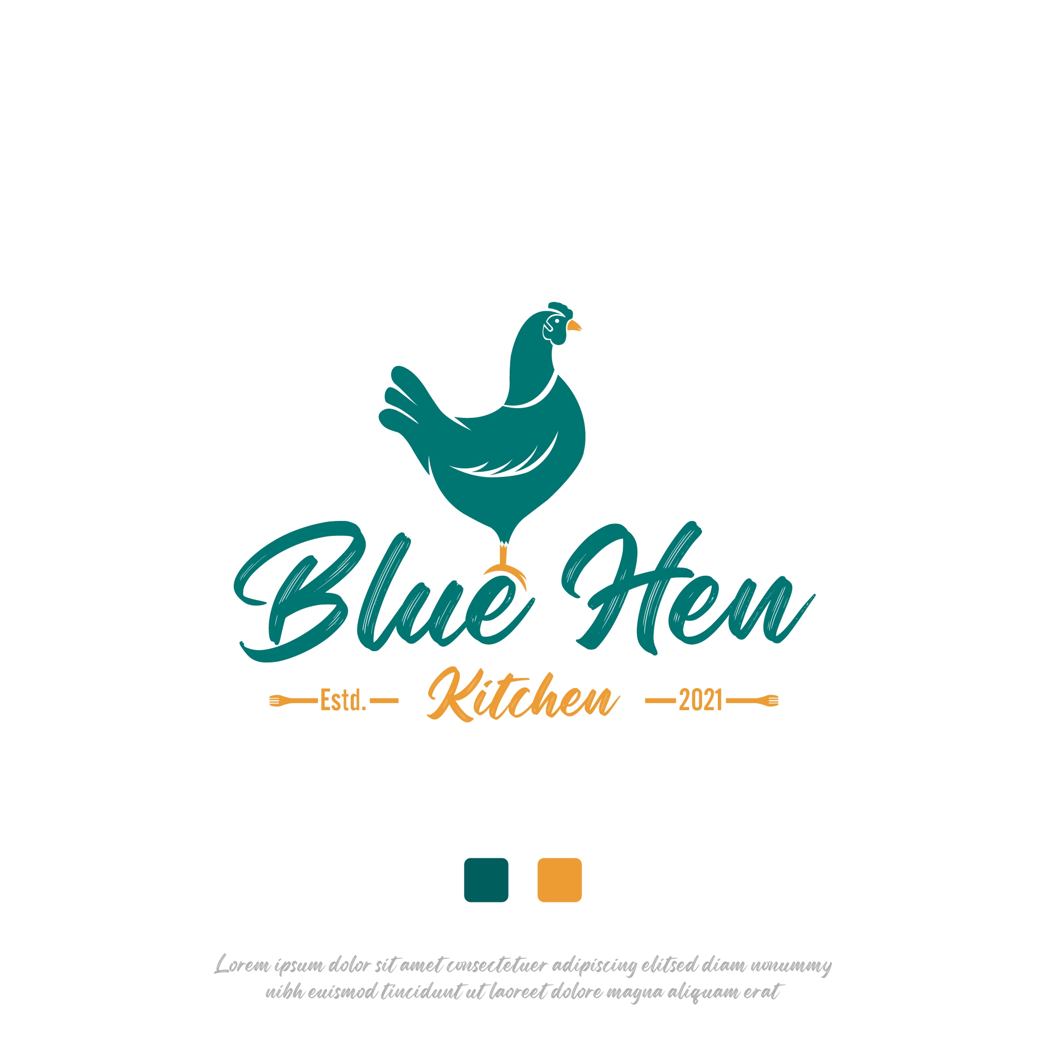 Blue Hen Kitchen - Logo Design Concept branding breakfast creative design creative logo design elegant food hen minimalist modern restaurant typography