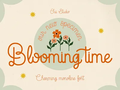 Blooming time Font branding design flatdesign flower font fonts graphic design illustration layout logo monoline pattern retro script type typography ui ux vector