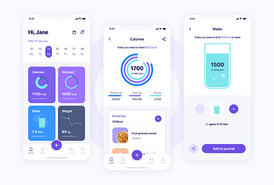 Calory Guard - calories and fitness tracker app redesign app branding design illustration logo typography ui ux vector website