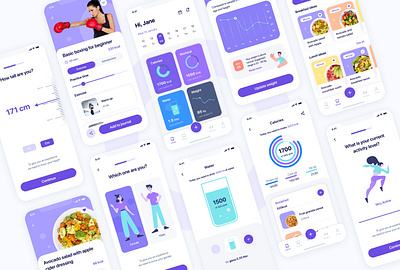 Calory Guard - calories and fitness tracker app redesign app branding design illustration logo typography ui ux vector website