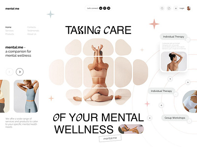 Mental: m || Mental wellness || Landing page depression health healthcare homepage landing page meditation mental growth mental health mental wellness mind mindfulness relief self care stress therapy user experience user interface website wellness white mode