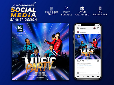 Music Party Social media banner design ad banner ads banner branding design facebook post graphic design illustration instagram post kit logo media kit music music social media post social media social media design social media post ui vector