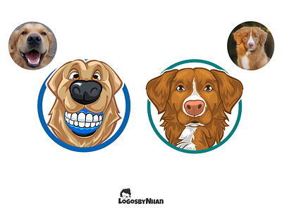 Nova Scotia Duck Tolling Retriever and Golden Retriever Dog cartoon cartoon character cartoon design cartoon logo cartoon mascot dogs ducktollingretriever goldenretriever logo logo design logo maker mascot mascot design mascot logo retriever vector art vector character vector logo