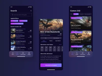 Gaming app android app clean dark dark theme design games ios mobile mobile app mobile app design product product design simple startup ui user interface ux