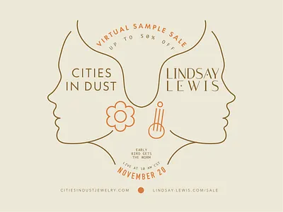 Cities In Dust + Lindsay Lewis | Jewelry Sample Sale Promo adobe illustrator branding design illustration illustrator logo typography vector