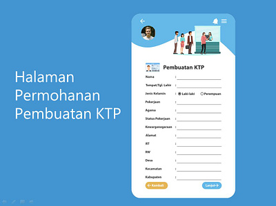 Halaman Permohonan Pembuatan KTP app design ui