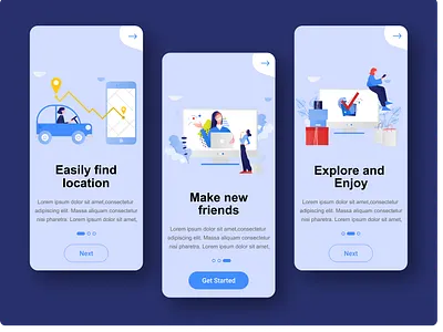 Onboarding screens design graphic design illustration ux