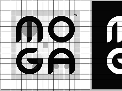 MOGA Logo behind the scenes black and white branding graphic design illustration logo typography