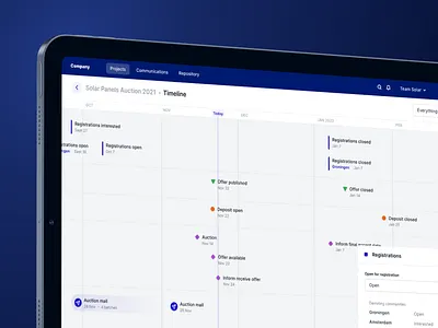 Project timeline blue inter interactive components management schedule scroll time time line timeline variables web web app