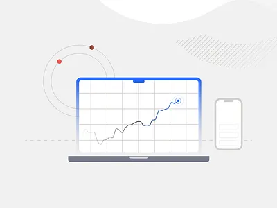 Individual Investors branding clean finance fintech geometric gradient illustration laptop modern notch phone product design sigfig