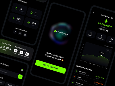 🔥 Click Collect | Discover, collect, and sell NFTs ios iosapplication nft nftapp nftgame ui uiux ux