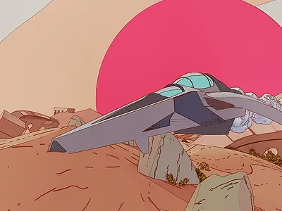 Deserted way 3d art blender concept art digitalart flight illustration moebius paint painting space spaceship