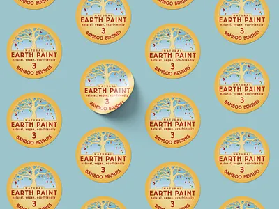 Natural Earth Paint Brush Label Design art label art packaging art supply brush label brushes design design intern design internship graphic design intern intern work internship work label label design label packaging packaging packaging intern round sticker sticker sticker design