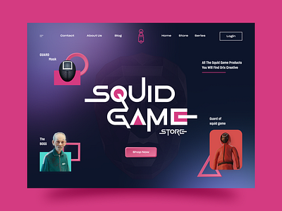 Squid Game Header 3d agency color dark dark mode header design orix pink sajon squid squid game squid game design squid game header squid game website squid header squid web ui visual designer web web design