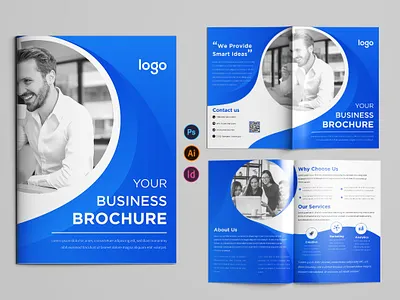 Modern Business Bi-Fold Brochure Design adobe illustrator banner bi fold brand identity branding brochure business business card corporate design flyer graphic design layout logo magazine minimal modern poster design print purple