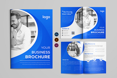 Modern Business Bi-Fold Brochure Design adobe illustrator banner bi fold brand identity branding brochure business business card corporate design flyer graphic design layout logo magazine minimal modern poster design print purple