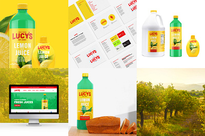 Lucy's beverage bottle brand guide branding design ecomm grocery health juice lemon lifestyle logo lucys marketing packaging photography product style guide web website