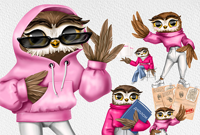 Owl character character design graphic design illustration