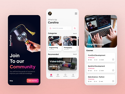 BaseCamp UI design adobe xd app design appdesign course courses dailyui design figma interface interfaces learning platform ui uidesign uidesigner uidesigns uitrends uiux userexperience ux