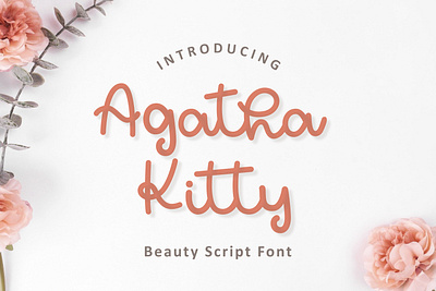 Agatha Kitty Font design flowy font girly font graphic design handwriting font handwritten font script font simple typeface wedding font