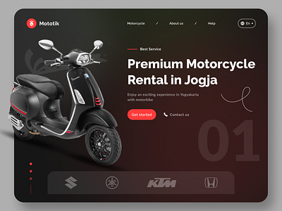 Mototik - Motorcycle Rental Landing Page bike figma landing page motor motorcycle rent rental ui design vespa website yogyakarta