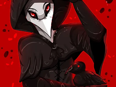 R.E.D anthro blood character creepy digital art digitalart fantasy illustration plague doctor red rocioam7