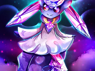 Diancie character digital art fanart fantasy illustration pokemon rocioam7