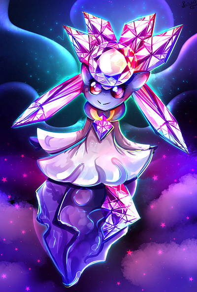 Diancie character digital art fanart fantasy illustration pokemon rocioam7