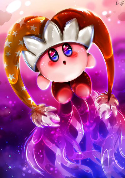 Towards the stars cartoon character digital art digitalart fanart fantasy game illustration kirby rocioam7 videogame
